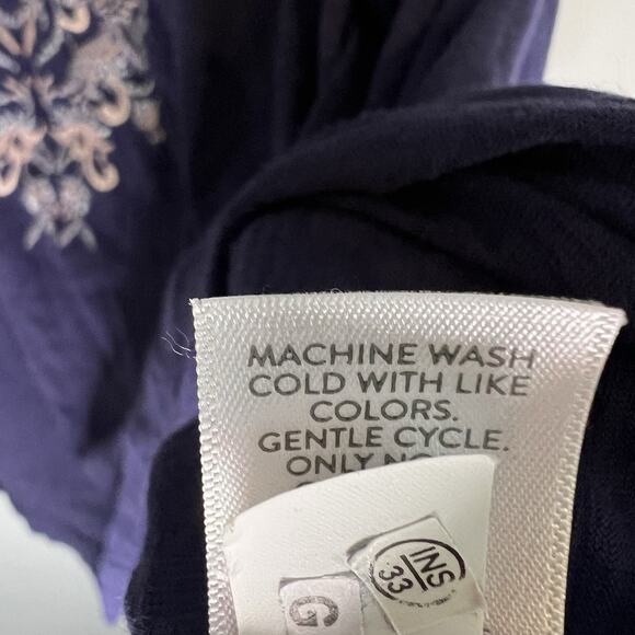 J Jill Womens Navy Blue Embroidered Pullover Shirt Petite Sz XL - Picture 10 of 11